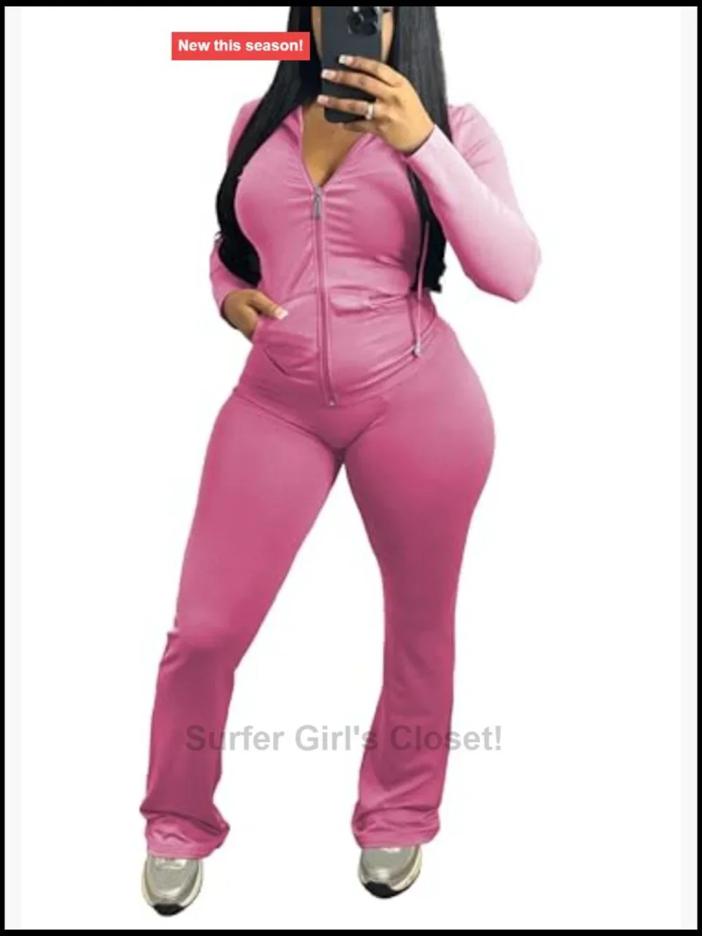 2 Piece Workout Tracksuit Long Sleeve Zip Up Hoodie Jacket Matching Flared